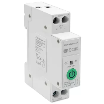 Relé Wi-Fi para calha DIN QOLTEC 50881 — Relé de comutação de rede 63A para instalações elétricas