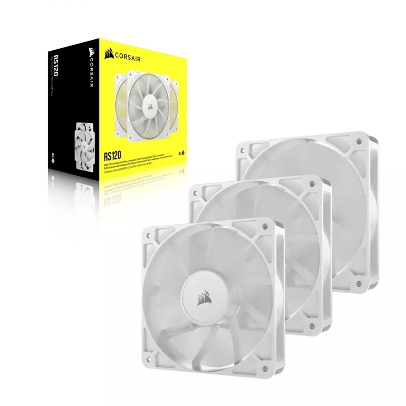 Corsair RS120 PWM ventoinhas de caixa, pack de 3, 120 mm, branco, CO-9050193-WW