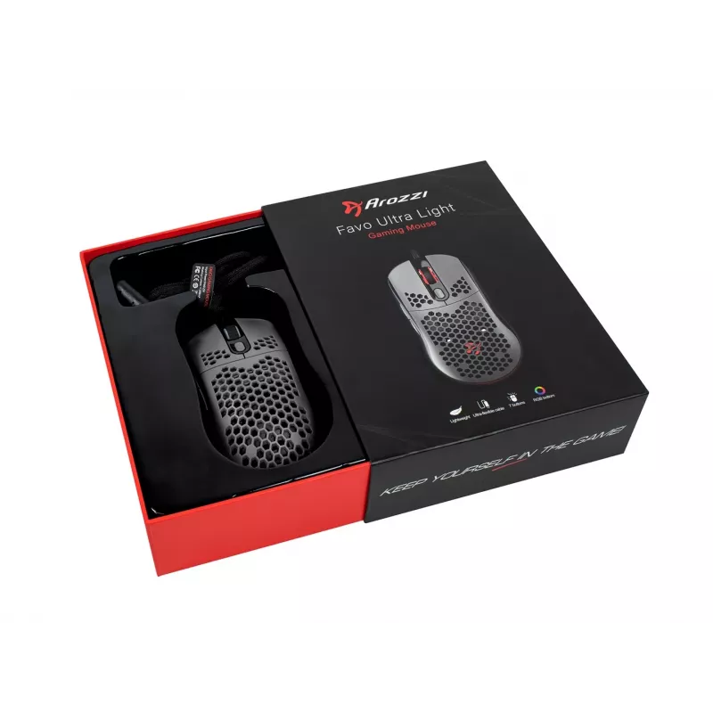 Rato Arozzi Favo Gaming para destro USB Type-A ótico 16000 DPI