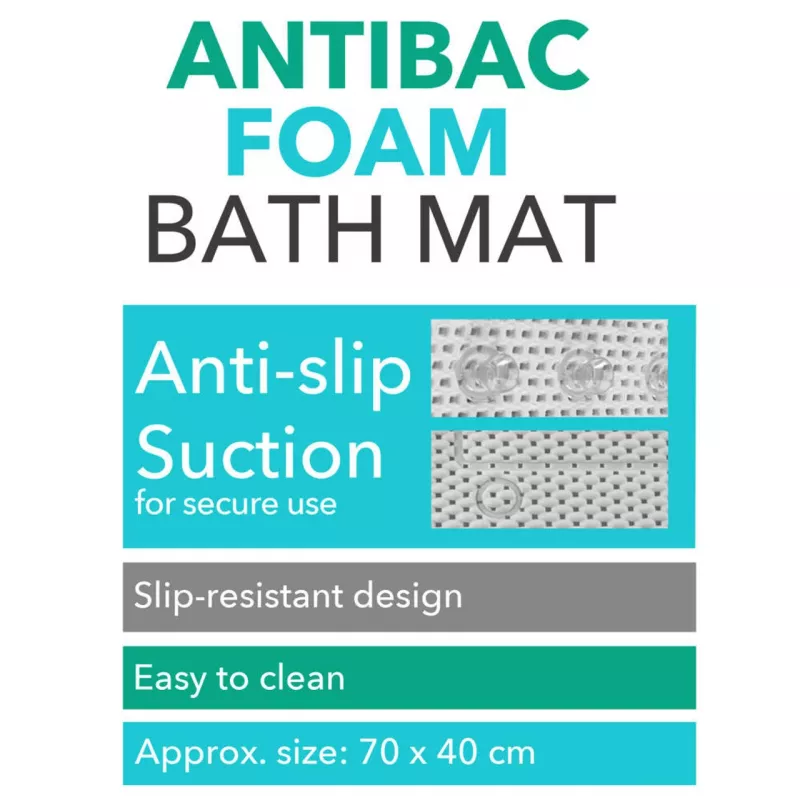 Tapete de banho Beldray LA032722UFFEU7 Antibac Foam – tapete de chão de casa de banho com superfície de espuma antibacteriana