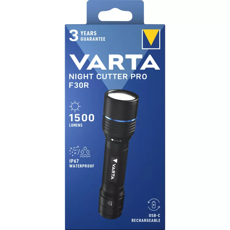 Lanterna Varta F30R alumínio recarregável LED, caixa de alumínio, recarregável