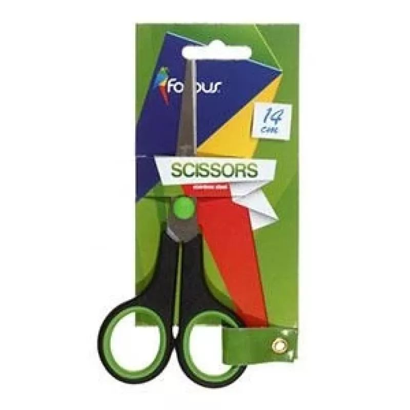 Tesoura FORPUS FO60605 14 cm, punhos emborrachados, lâminas de aço inoxidável