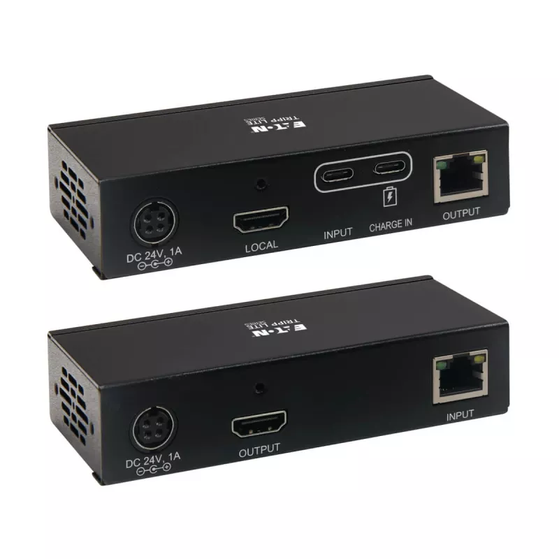 Eaton Tripp Lite Series Kit extensor USB-C para HDMI sobre Cat6 com suporte KVM, 4K 60Hz, 4:4:4, transmissor/receptor, USB, PoC, HDCP 2.2, até 70 m, TAA - Extensão para vídeo