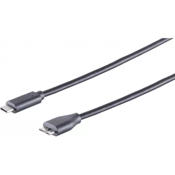 S/CONN 77142-1.0 USB 3.2 Gen 2 1 m cabo USB-C para Micro-USB B preto