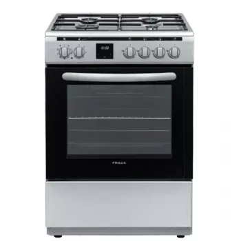 Fogão a gás e elétrico FINLUX FC-692GWNI — placa de fogão de instalação livre com queimadores a gás e forno elétrico