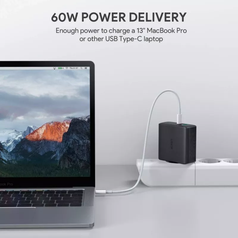 Carregador de parede PA-D3 2xUSB Power Delivery (1xUSB+1xUSB C) 5,4A 60W Dynamic Detect