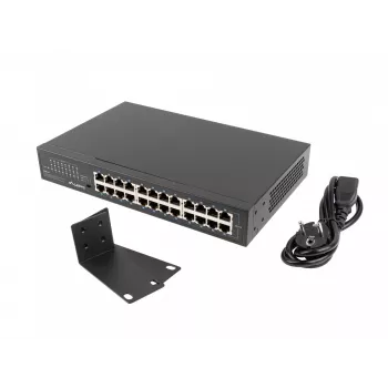 Switch não gerido LANBERG RSGE-24 — 24× Gigabit Ethernet 1U, montagem em rack, preto