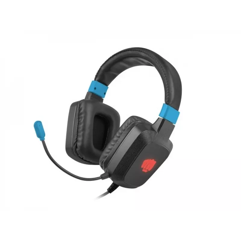 Headset gaming com fios Fury NFU-1584 com microfone de arco, circumaural, 98 dB, 15–25000 Hz, cabo de 2 m, USB e 3,5 mm, azul