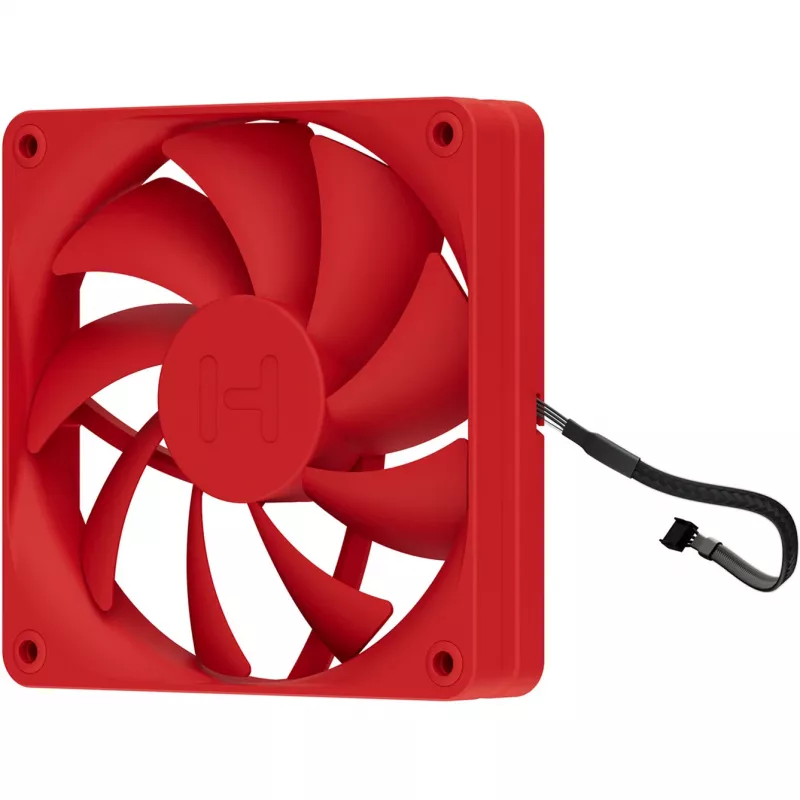 Ventoinha de refrigeração para computador HYTE FA12-RR-4 120 mm, 1500 rpm, 72 m³/h, 1,6 mmH2O, rolamento fluido dinâmico, vermelho, pack de 4