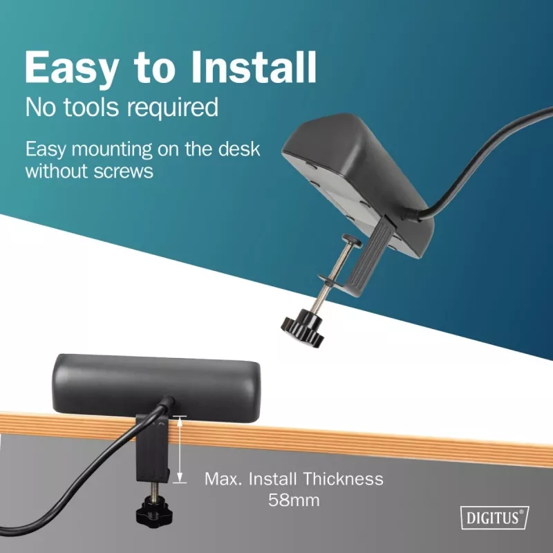 Extensão elétrica DIGITUS 3 tomadas com 2×USB-A & 1×USB-C, 3 tomadas AC tipo E/F, cabo de 1,5 m, preto