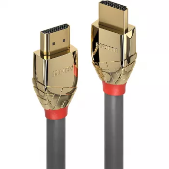 Cabo HDMI Standard Lindy 10m, Gold Line, 10 m, HDMI Tipo A (Standard), HDMI Tipo A (Standard), 4096 x 2160 píxeis, Dourado, Cinzento