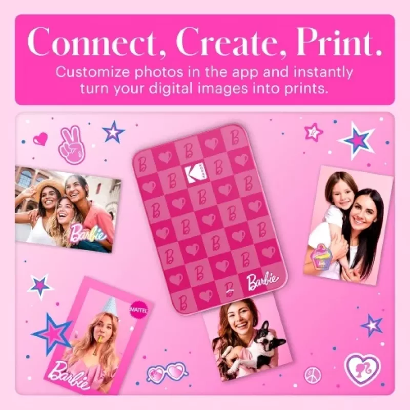 Barbie x Kodak STEP Slim impressora fotográfica móvel instantânea cor ZINK 2x3'' 1 ppm, Bluetooth, rosa