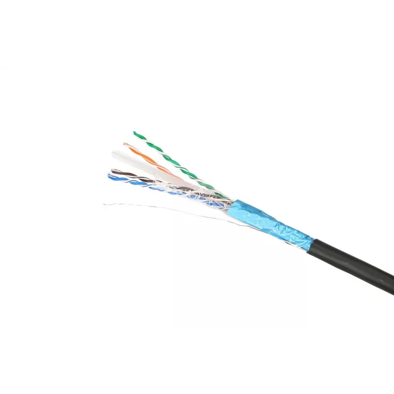 Cabo de rede Extralink par entrançado CAT6 FTP (F/UTP) V2 exterior 305 m preto