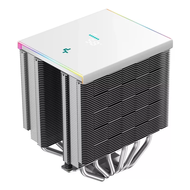 Arrefecedor de ar DeepCool AK620 Digital SE White — duas ventoinhas de 120 mm, 6 heatpipes, PWM, suporte LGA-1700, ecrã integrado