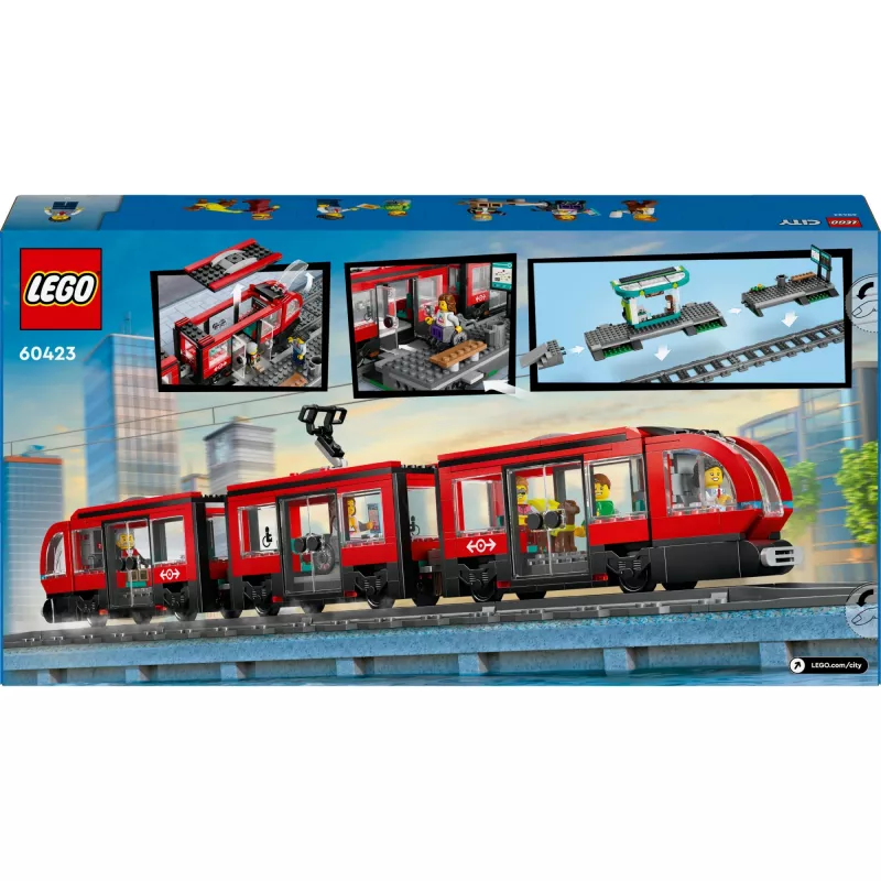 LEGO City Elétrico e Estação Conjunto de construção de roleplay para crianças com elétrico de brinquedo, presente para meninos e meninas a partir dos 7 anos que adoram veículos