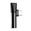 Adaptador de áudio Baseus USB-C para minijack 3,5 mm + USB-C (preto)