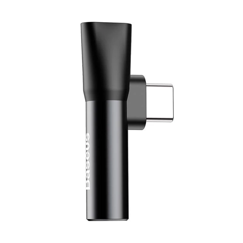 Adaptador de áudio Baseus USB-C para minijack 3,5 mm + USB-C (preto)