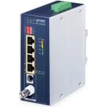 Emissor e recetor de rede PLANET IVC-234GPT — extensor de 4 portas 1G Ethernet PoE para VDSL2, alumínio/azul