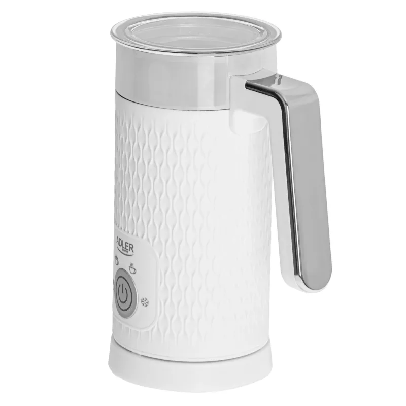 Espumador de leite automático Adler AD 4494 Metallic White — 130 ml de espuma, 300 ml de aquecimento, 500 W