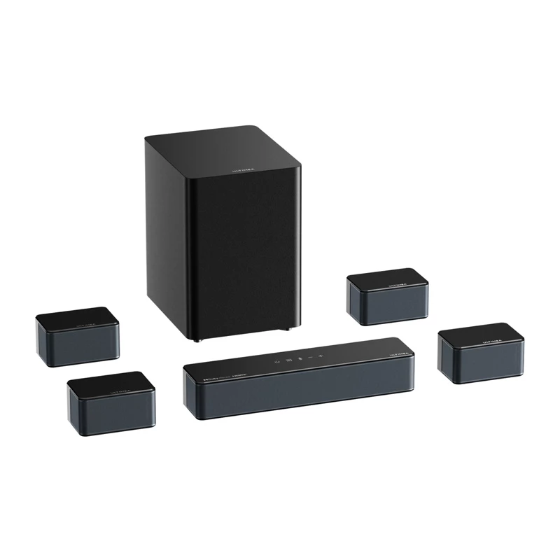 Altifalante Ultimea Poseidon D80 preto 7.1 canais, 8 altifalantes, com fios e sem fios, subwoofer ativo