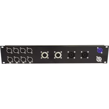 Painel frontal para rack Omnitronic Z-19 — 8× Speakon D-Type, 4× NL8, 2U