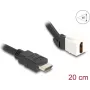 Cabo com módulo Keystone DeLOCK HDMI macho para fêmea 45° angular 8K 60 Hz 20 cm preto