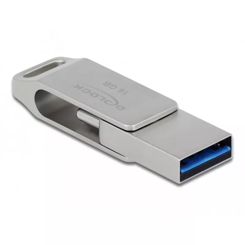 Pen USB DeLOCK 16GB USB-C Type-A caixa metálica