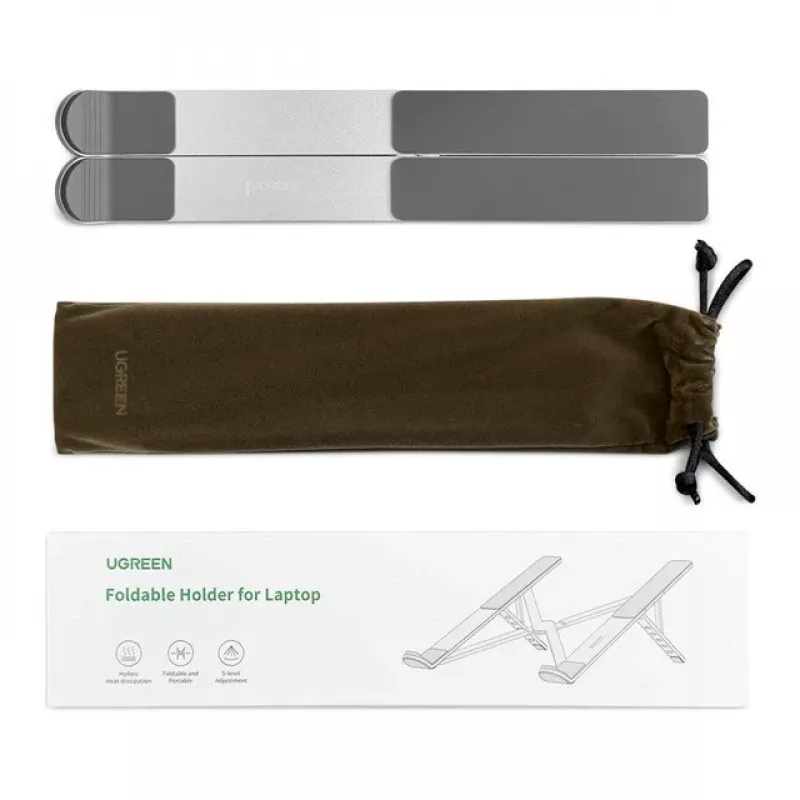 Suporte para portátil UGREEN LP451 ajustável liga de alumínio para portáteis de 8–17 polegadas, 5 posições, prata