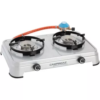 Fogão a gás Camping Cook CV (Cinzento, fogão de duas chamas)