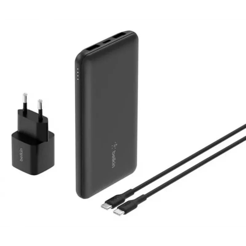 Belkin BoostCharge - powerbank + fonte de alimentação AC - 10000 mAh - PD - 3 portas de saída (24 Pin USB-C, 2 x USB)