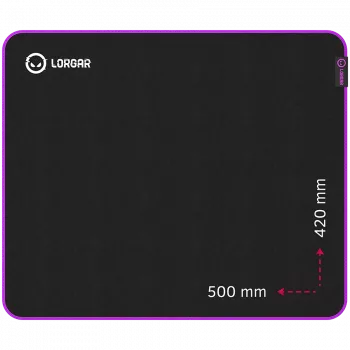 Lorgar Main 315, tapete de rato gaming, superfície de alta velocidade, base de borracha antiderrapante violeta, tamanho: 500 mm x 420 mm x 3 mm, peso 0,39 kg
