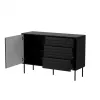Cómoda cama meble CORTINA 1D3S 120x40x81 cm, preto, 3 gavetas, aglomerado