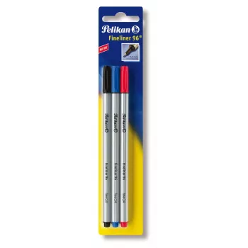 Caneta fineliner Pelikan 96 Fine preto azul vermelho 3 unid. 0,4 mm