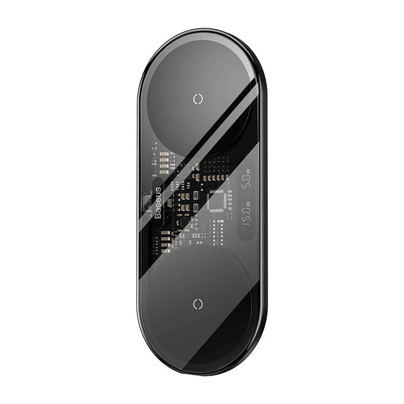 Baseus 2 em 1 20W com visor LED digital auscultadores pretos carregamento sem fios