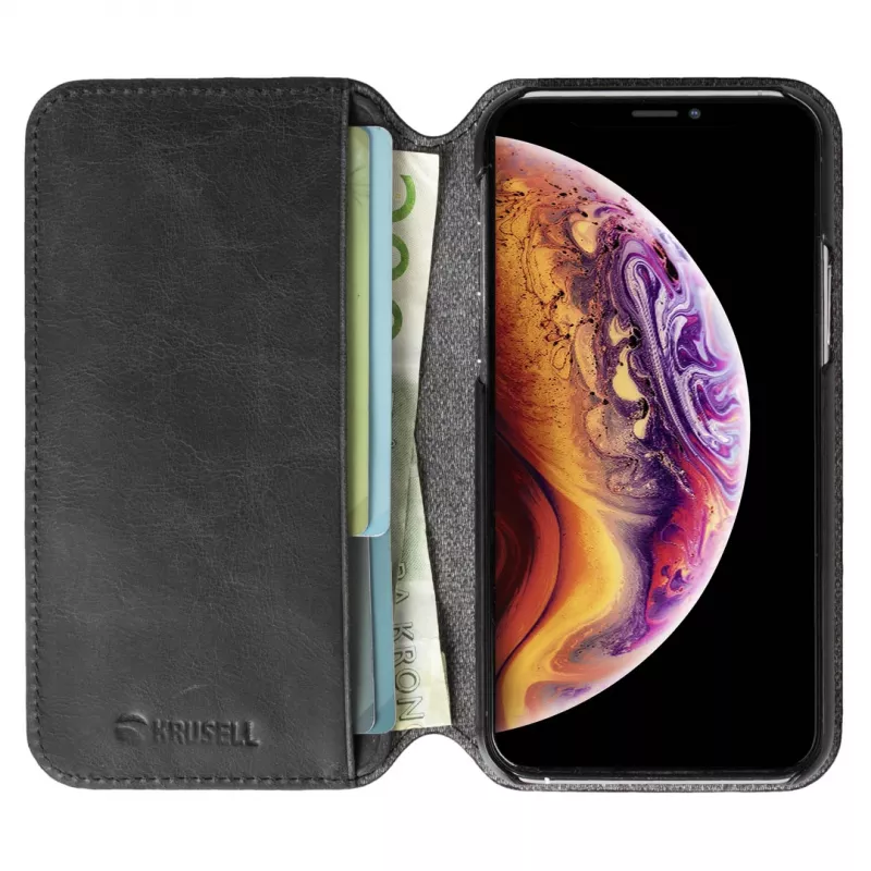 Carteira para telemóvel Krusell Sunne Apple iPhone 11 Pro Max preto vintage