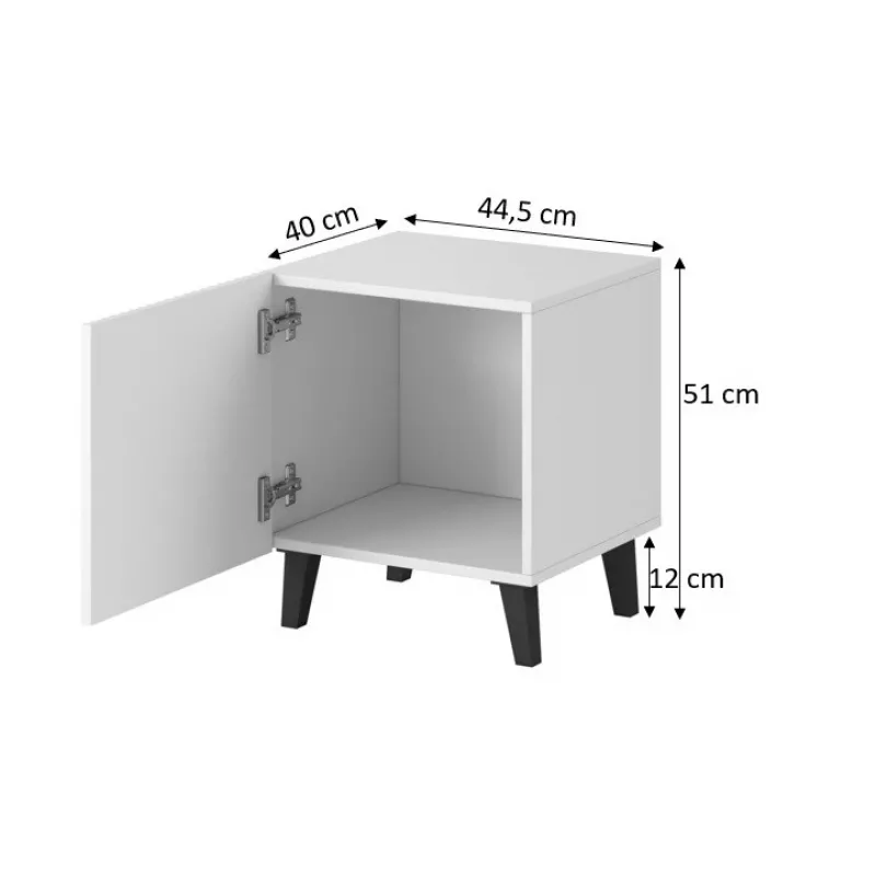 Conjunto de mesas de cabeceira cama meble PAFOS, 2 unid., 45×40×51 cm, preto mate, MDF/aglomerado