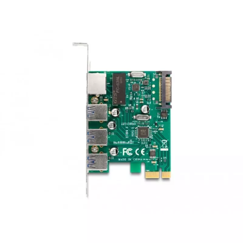 DeLOCK placa PCI Express x1, 3 x USB 5 Gbps tipo A, 1 x Gigabit LAN