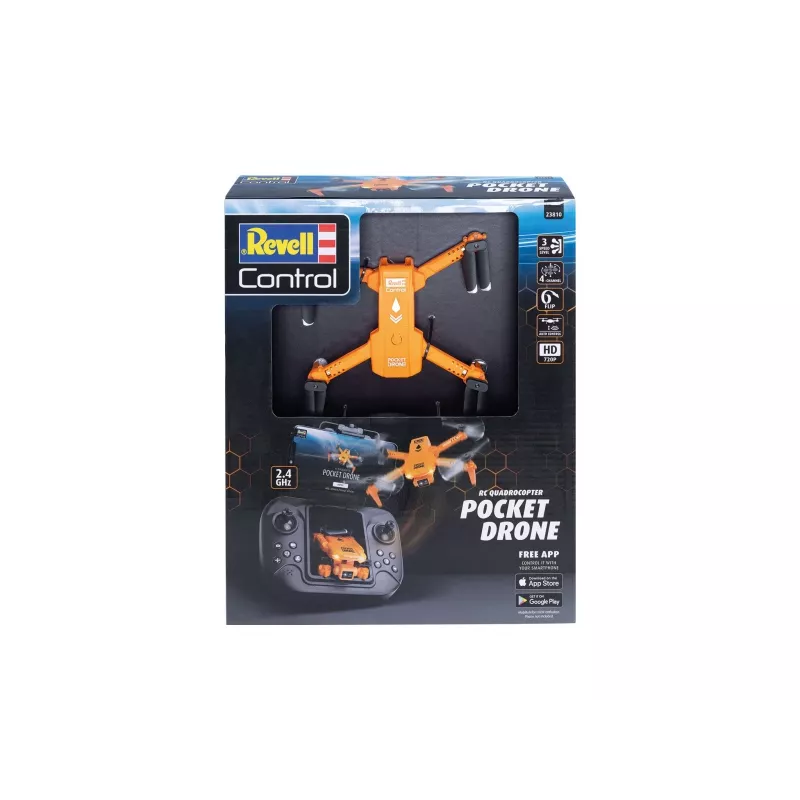 Quadricóptero RC REVELL Pocket Drone 23810 — 2,4 GHz, controlo remoto de 4 canais