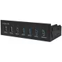 Hub USB 3.0 LogiLink, 7 portas 5,25 polegadas interno, com função de carregamento rápido - Hub - 6 x SuperSpeed USB 3.0 + 1 x SuperSpeed USB 3.0 (carregamento)