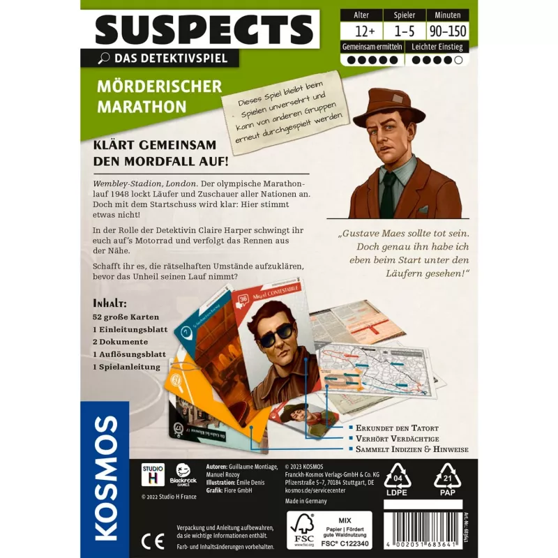 Suspects: Deadly Marathon, jogo de cartas