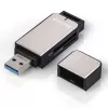 Hama 123900 leitor de cartões USB 3.0 SD/microSD, alumínio, preto/prateado