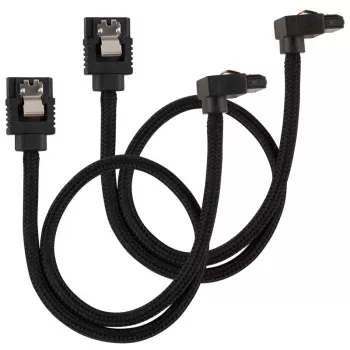 Corsair CC-8900278 cabo SATA Premium com revestimento entrançado, angular, 30 cm, preto, pack de 2