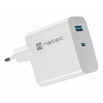 Carregador para dispositivos móveis NATEC NUC-2144 universal, branco, CA, carregamento rápido, interior
