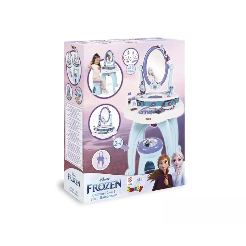 Penteadeira Smoby Frozen 2 em 1 azul roxo 3 a 6 anos