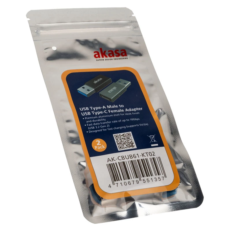 Adaptador de cabo USB Type-A para USB Type-C Akasa AK-CBUB61-KT02