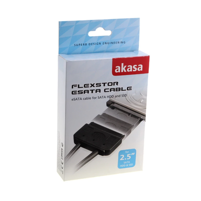 Cabo eSATA Akasa Flexstor para HDD e SSD SATA de 6,40 cm (2.5) (AK-CBSA03-80BK)