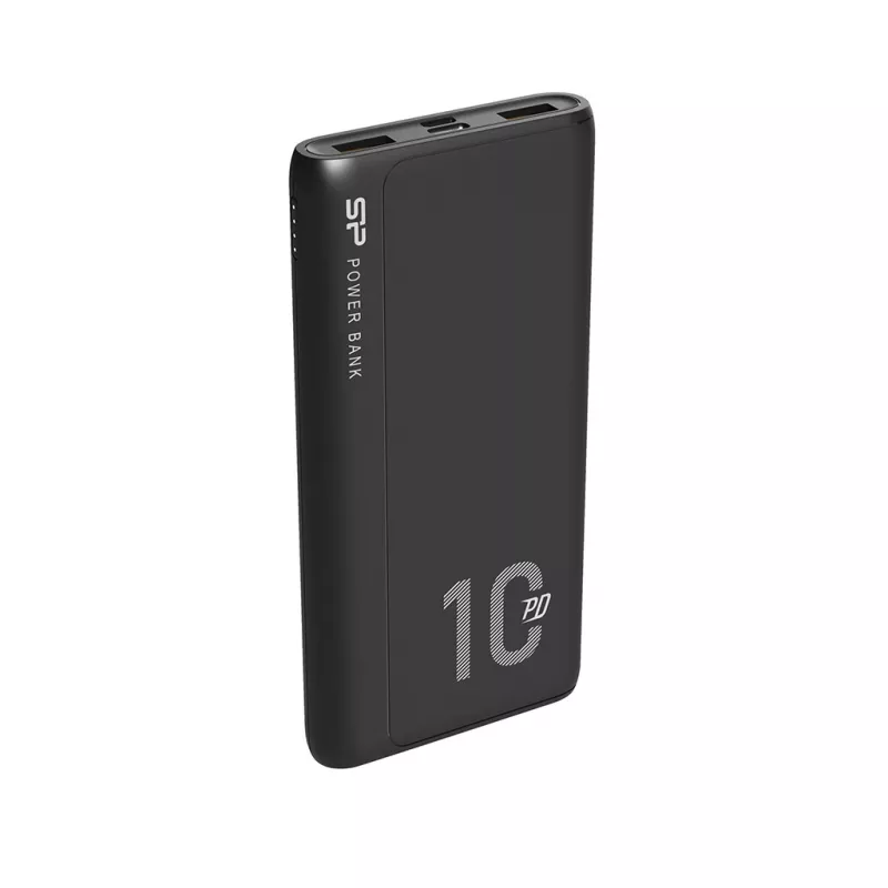 Powerbank Silicon Power QP15 10000 mAh, LiPo, 2x USB-A + 2x USB-C, entrada Micro-USB, preto