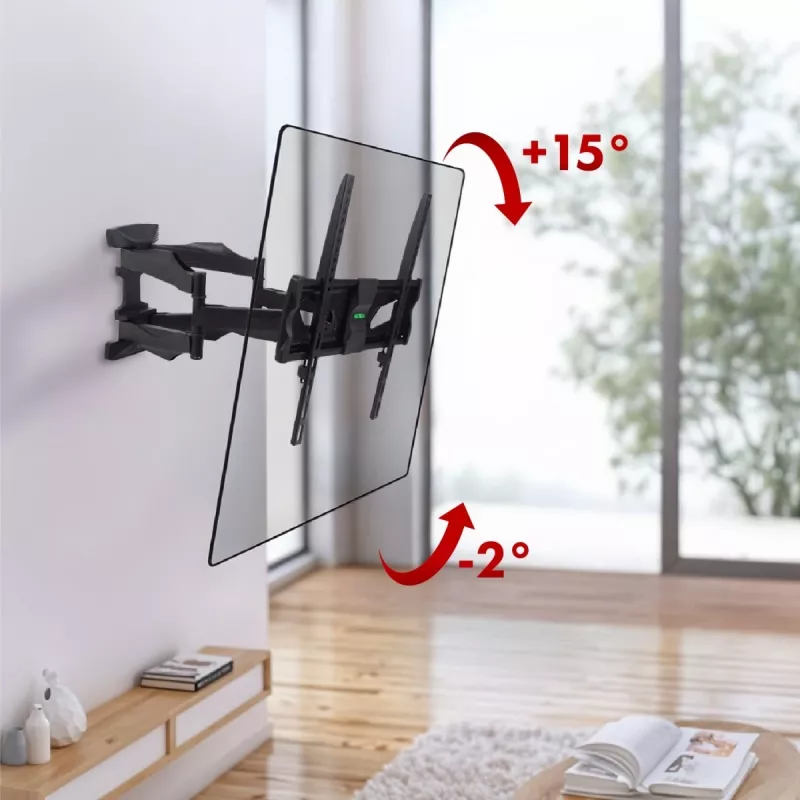 Suporte de TV de parede MACLEAN MC-781 para ecrãs de 66–177,8 cm (26–70 polegadas), inclinável -12–2°, VESA 100x100–400x400, carga máx. 45 kg, preto