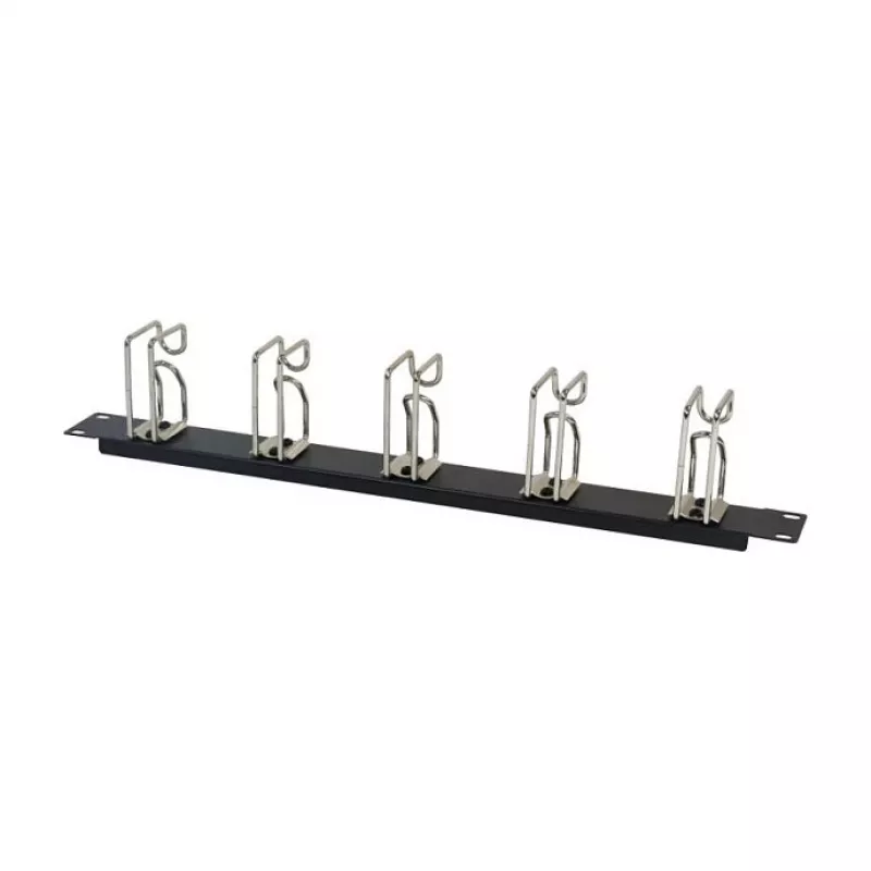 Painel de gestão de cabos de rack 1U metal com 5 suportes grandes, ALLNET ALL-S0002251, preto