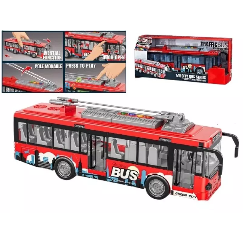 Autocarro de brinquedo com luzes, som e porta de abrir Madej modelo 012865